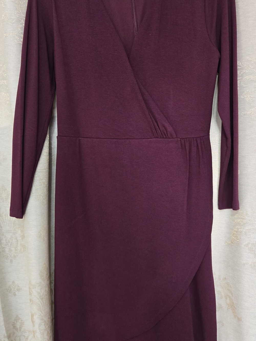 LOFT Long Sleeve Wrap Dress in Burgundy